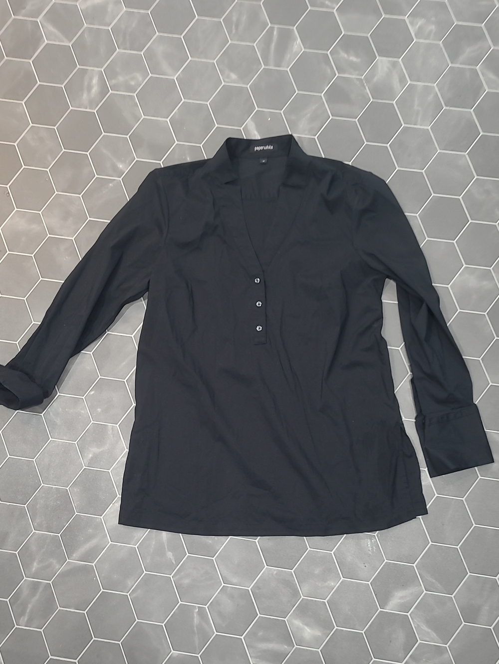 Papermoon Black Button Popover Tunic Shirt